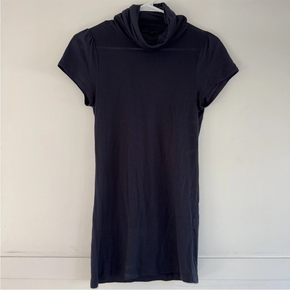 Theory Short Sleeve Turtleneck Shirt‎ Black Modal Lightweight Minimalist Capsule